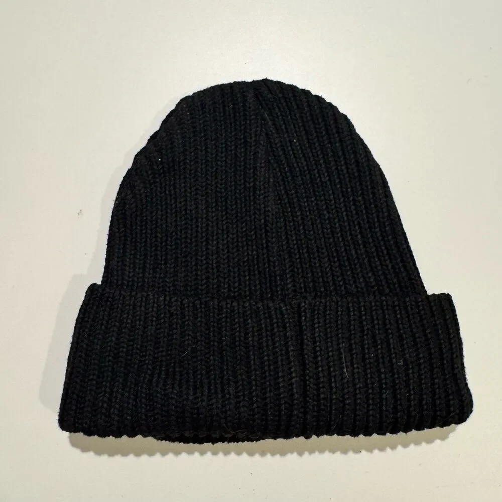 Patagonia Black Ribbed Knit Beanie Red Fiddle Vittles Embroidered Hat